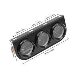 Triple Display Car Additional Instruments, 187 x 77 x 52 mm/52 mm Additional Instrument Oil Pressure Gauge Oil Temperature Boost Pressure Display Black