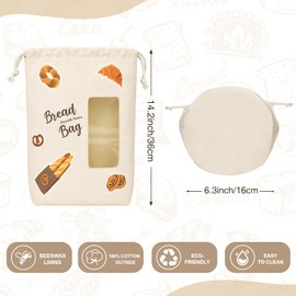 Stnopw Reusable Beeswax Bread Bag with Clear Window, Large Stand-Up Bread Storage Bag for Homemade Sourdough, Cotton Bread Keeper for Artisan Loaves, Reusable Kitchen Storage Bag