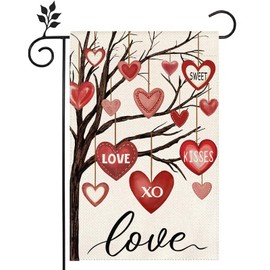Happy Love Heart Tree Garden Flag 12x18 inch Home Outdoor Yard Lawn Garden Flag Decoration -A