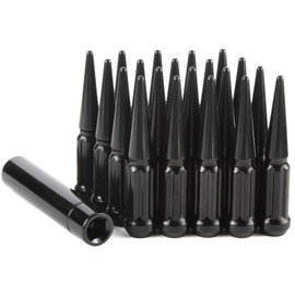GAsupply 20pcs 14x1.5 Spike Lug Nuts Black, M14x1.5 Spiked Lug Nut 4.4" Tall, Closed End Bulge Acorn 60 Degree Cone/Conical Seat