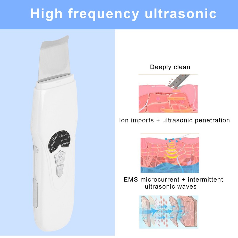 Facial Skin Scraper Ultrasonic Skin Scrubber Spatula 2 Gears Vibration