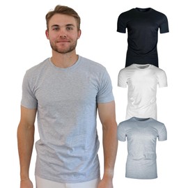 BROOKLYN VERTICAL Men's 3-Pack Solid Tees, Soft Comfortable Short Sleeve Crewneck T-Shirts (US, Alpha, Small, Regular, Regular, Combo D)