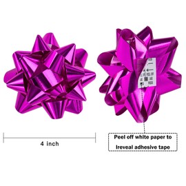 WRAPAHOLIC 4 Inch Metallic Hot Pink Gift Bow Assortment (12 Bows) for Birthday, Wedding, Christmas, Baby Shower, Bridal Showers