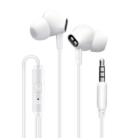 Wired Earbuds Headphones for School with Microphone Noise Isolating Stereo Bass in-Ear Earphones – for Smartphones, Tablets, Schools, Ipads, Multiuse - 3.5mm Plug in Audio Jack - White