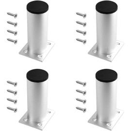 TOVOT Heavy Duty Silver Furniture Legs Adjustable Aluminum Alloy Cabinet Feet 4 Pack