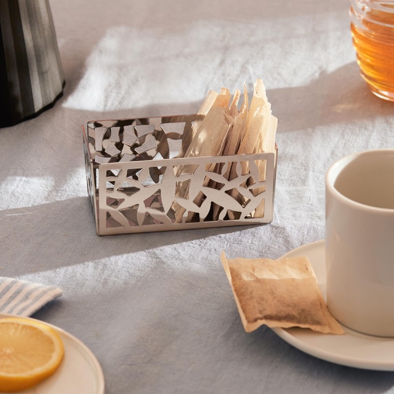 Alessi Cactus. Tee/Zucker Tasche Halter (msa29), Silber