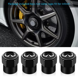 Tire Valve Stem Caps for Infiniti Tire Valve Caps Car Air Cover Metal Accessories 4 Pcs Black