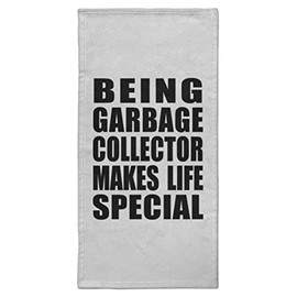 Designsify Gifts, Being Garbage Collector Makes Life Special, Hand Towel 15x30 inch Soft Tea Dish Cloth for Kitchen Bath, for Birthday Anniversary Mom Dad Parents Fathers Mothers Day Party