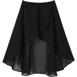 TAIKMD Women's Ballet Dance Skirt Long Chiffon Irregular Midiskirt Sheer Wrap Scarf Asymmetric Skate Training Dress (OneSize, Black)
