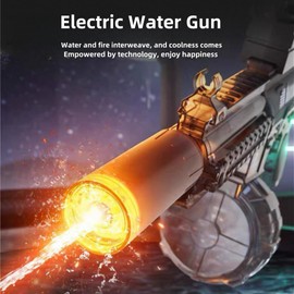 Electric Water Gun, Long Range Automatic Water Blaster with LED & Fast Charging, Durable Outdoor Water Pistol for Kids Adults, Summer Pool Beach Party Essentials (Black)