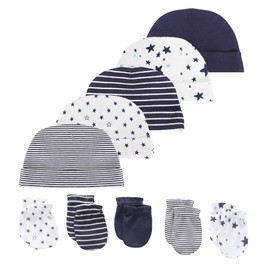 Ecojoy Baby Hats with Mittens Set Boys Grils Infant Beanie Caps Unisex Newborn Hospital Hat with Scratch Mitten Set for Baby