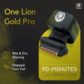 Skull Shaver One Lion Gold PRO Face Shaver for Men - Precision Grooming - Stepped Twin Foil - Ergonomic Grip - LCD Display - Cordless & Rechargeable
