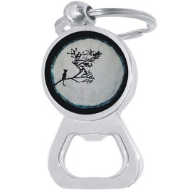 Cat on Tree Moon Bottle Opener Keychain