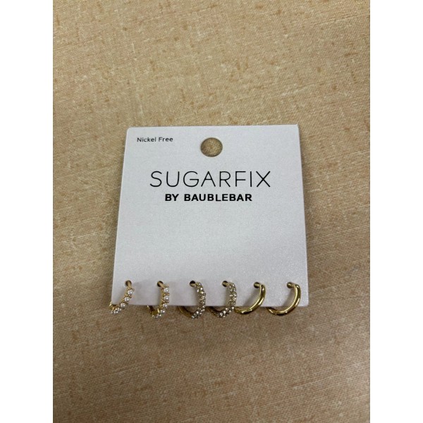 Sugarfix By Baublebar Earrings Set of 3 Hoops Gold Tone