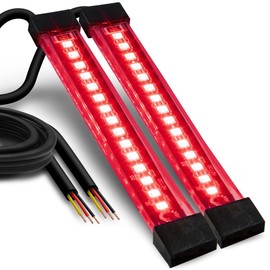 TRUE MODS 2pc 5" Red LED Motorcycle Turn Signal & Brake Tail Light Strip Kit [Waterproof] [Single Row] [50% Running] [100% Brake/Blinker] Self Adhesive Surface Mount Flexible Lamp for Dirt Bike ATV