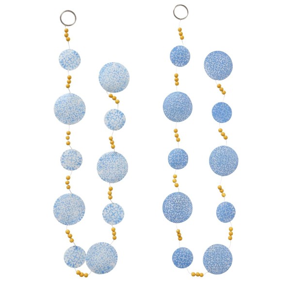 Boltze Capiz Decorative Garland Hanging Capri – 2 Pieces, Length 120 cm Window Decoration Boho Mother of Pearl Discs Shell Chain for Hanging Boltze Home Wind Chimes Wall Decoration Bathroom