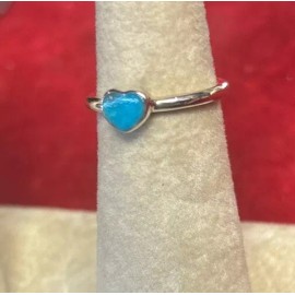 Natural Creations sterling silver stackable ring Size 5 Turquoise Heart