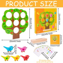 Montessori Toy from 2 3 4 Years, Montessori Learning Toy for Toddlers, Wooden Educational Games, Stacking Game, Fine Motor Skills, Montessori Wooden Bird Colours, Sorting Gift for Baby Boys Girls