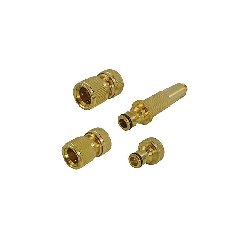 Faithfull FAIHOSESET4 Brass Nozzle and Hose Fittings Kit 4 Piece