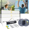 Patiassy 5.1ft-7.4ft Adjustable Height Volleyball Badminton Net Set with Poles