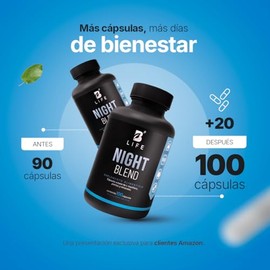 B Life Night Blend Con 100 Cápsulas | para Dormir y Relajación con Magnesio, Triptófano, 5-HTP y L-Teanina | Apoyo al Descanso Nocturno