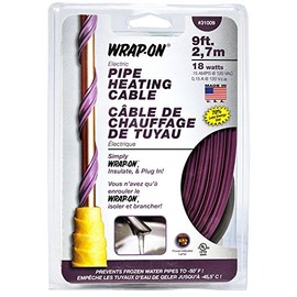 WRAP-ON Pipe Heating Cable - Freeze Protection Kit for Water Pipes | Built-in Thermostat - Winterize and Prevent Pipes from Freezing - Purple, 9 Ft.