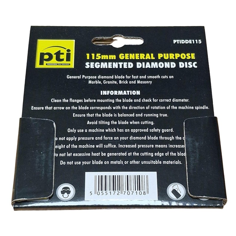 PTI Angle Grinder Discs - 115mm Diamond Metal Cutting Disc,