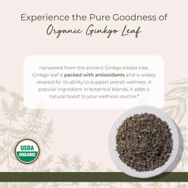Starwest Botanicals Organic Ginkgo Leaf - Ginkgo Biloba, Dried Loose Leaf Herb for Tea, Capsules, & Herbal Blends, Cut & Sifted, Certified Kosher, Non-GMO - 4 oz Pouch