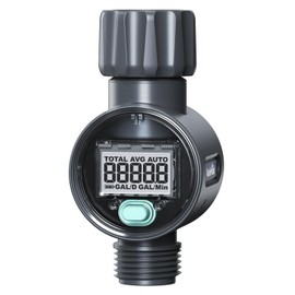 RAINPOINT Water Flow Meter, ±5% Accuracy, Measure Consumption and Flow Rate up to 9999.9 Gallon/Liter, Water Meter for RV, Garden Hose, Pool, Lawn Sprinkler & Nozzle Sprayer