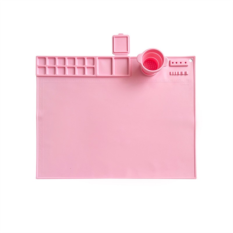 Silicone Painting Mat Washable Art Mat with Foldable Water Cup