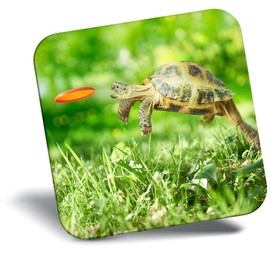 Destination Vinyl ltd Fridge Magnet - Tortoise Turtle Jumping Frisbee 14390