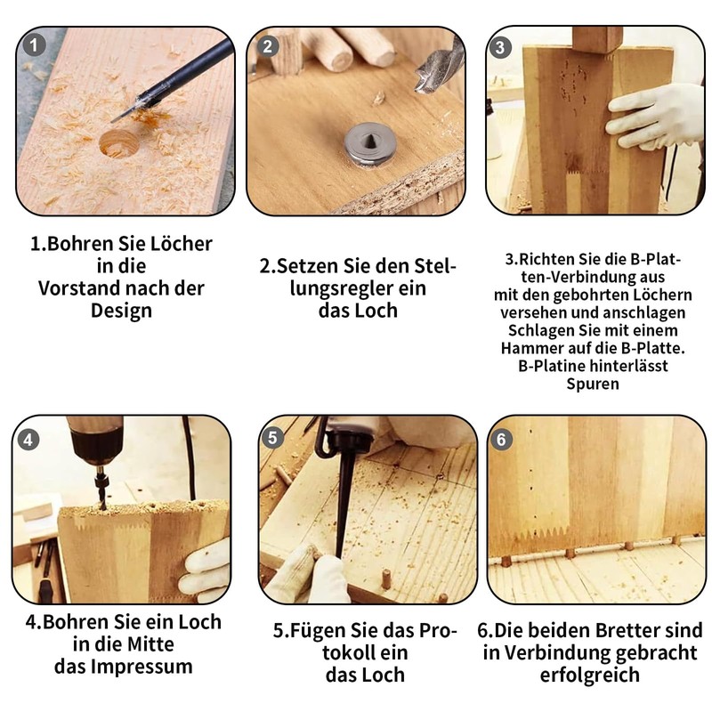 GIONAR Wooden Dowel Centring Tips Set, 6 mm, 8 mm,