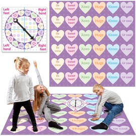 Hollowfly 2 Pcs Valentine Day Games for Kids Valentine Conversation Heart Party Bending and Twist Game with Bright Colors Conversation Hearts Game Mat Spinner for Valentine Day Party Classroom School
