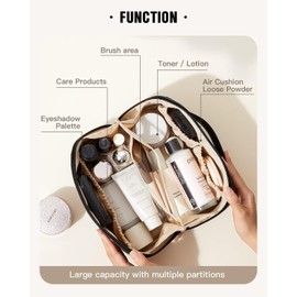 Bolsa de Maquillaje, BOBITOS Cosmetiquera de Viaje Mujer Portátil, Bolsa de Cosmeticos multicapa Grande Capacidad (negro)