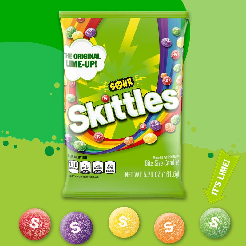Skittles Bite Size Candy, Sours, 5.7 Ounce Bag