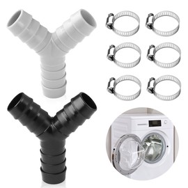 2 Sets Y Type Splitter, for Washing Machines's and Dishwashers's Connection Accessory to Waste Pipe Connector,The Attachment Includes 3 Hose Clamps (Black+Gray)
