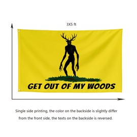 Dekorbay Get Out Of My Woods Funny Cool Wendigo Flags Meme Flags Banner 3x5 FT Room Guys Girls College Dorm Bedroom Frat Man Cave Outdoor Indoor Yellow
