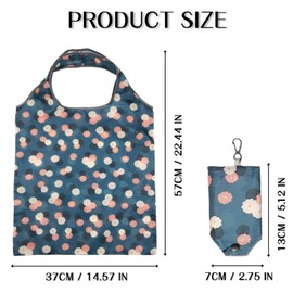 KEYRI 2 PCS Reusable Shopping Bags Foldable Groceries Food Bags Washable Foldaway Shopping Bags for Daily Life Durable Beach Bags Portable Lightweight Tote Bags (Daisy, Leaf)