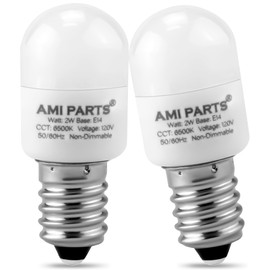 AMI PARTS W11160686 W11518235 Refrigerator Light Bulb - Waterproof Appliance Bulb Replacement for Maytag Whirlpool, Freezer Light Bulbs Replacement 6500K Non- Dimmable120V 2W A15 E14 Base (2 pcs)