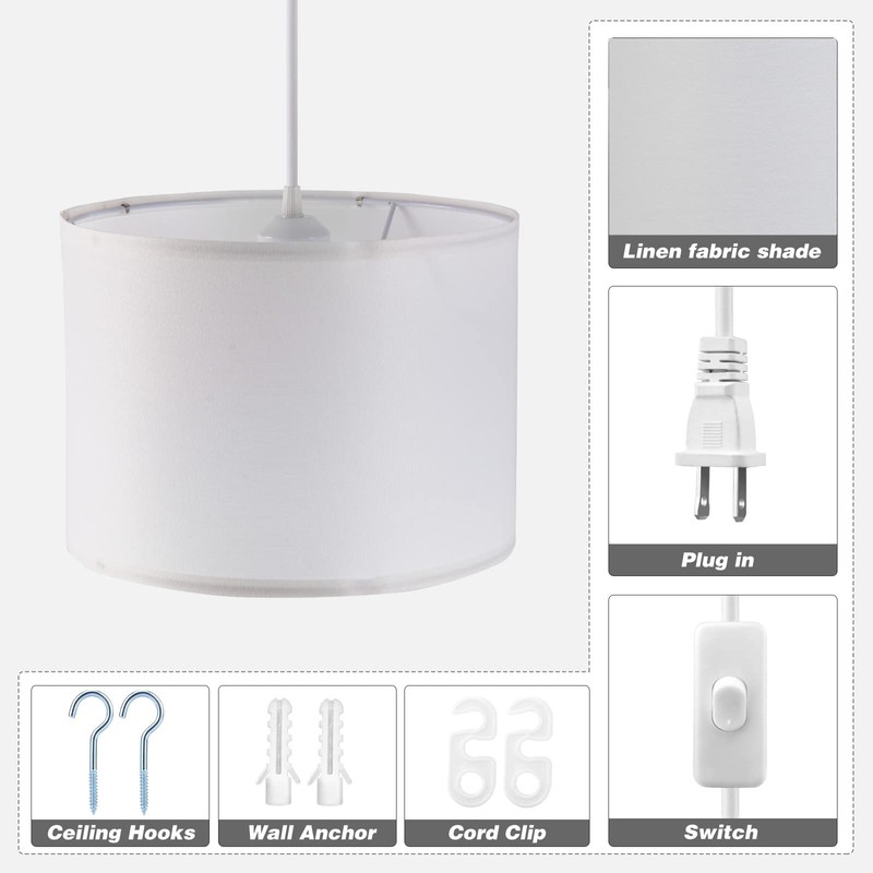 KUAUGST Plug in Pendant Light,15 FT Hanging Lamp with Plug