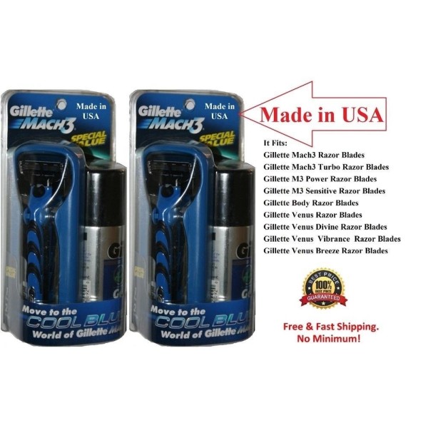 Gillette 2 Gillette Mach3 Razor Handle 4 Cartridges+Sha