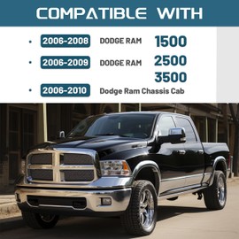 KUAFU Double Din Dash Kit Compatible with 2006-2010 Dodge Ram 1500 2500 3500 Chassis Cab Crew Cab Pickup Radio Dash Installation Kit w/Wiring Harness Black