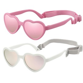 SLXJCXHQ Baby Heart sunglasses Flexible Polarized UV400 with Strap for Girls Boys Toddlers from 0-24 months