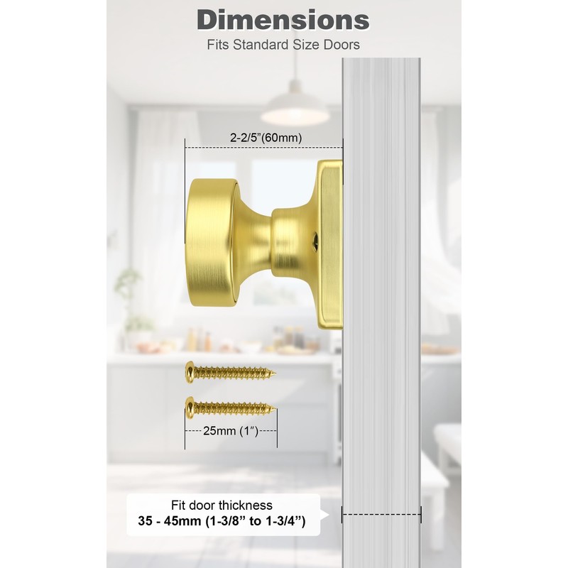 Probrico Bulk Dummy Door Knobs Interior 10 Pack, Brushed Gold