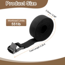 HARFINGTON 2pcs Straps Tie Downs 3.28 ft x 0.98" 551lb Safe Work Load Cargo Lashing Straps for Cargo Moving Trucks Luggage, Black