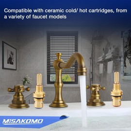 Snblzhef Brass 1-001 & Brass 1-002 Ceramic Valve Cartridges Set Cold and Hot Widespread Valve Core Ceramic Cold/Hot Cartridges Valve Set for Water Taps
