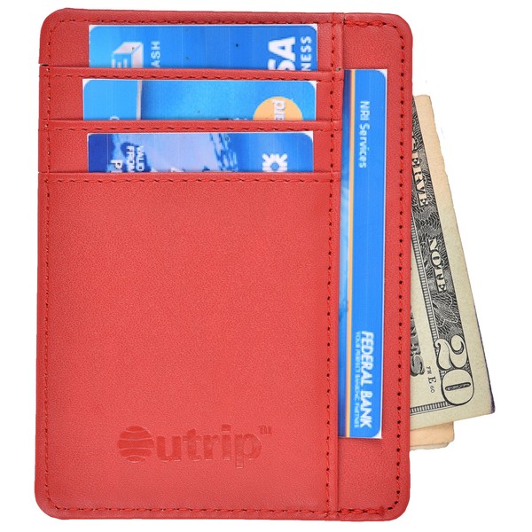 RFID Slim Wallet Leather Front Pocket Minimalist Wallet Card Holder