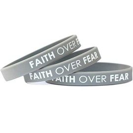 SayitBands 3 Faith Over Fear Inspirational Silicone Wristband Bracelets