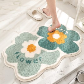 Felowaigam Floral Shag Bath Rug, Extra Soft, High Absorbent, Non-Slip Plush Shaggy Bath Carpet, Machine Washable, Great for Bathroom Floor, Tub and Shower, (15.75"x 23.62", Triplet)