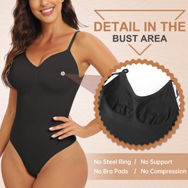 Vijamiy Shapewear Damen Thong Sculpting Body Shaper Damen Formung des Bauchweg Bodysuit Verstellbare Träger das Ist Bequem und Atmungsaktiv Nahtlos und Unsichtbar(Schwarz,L)